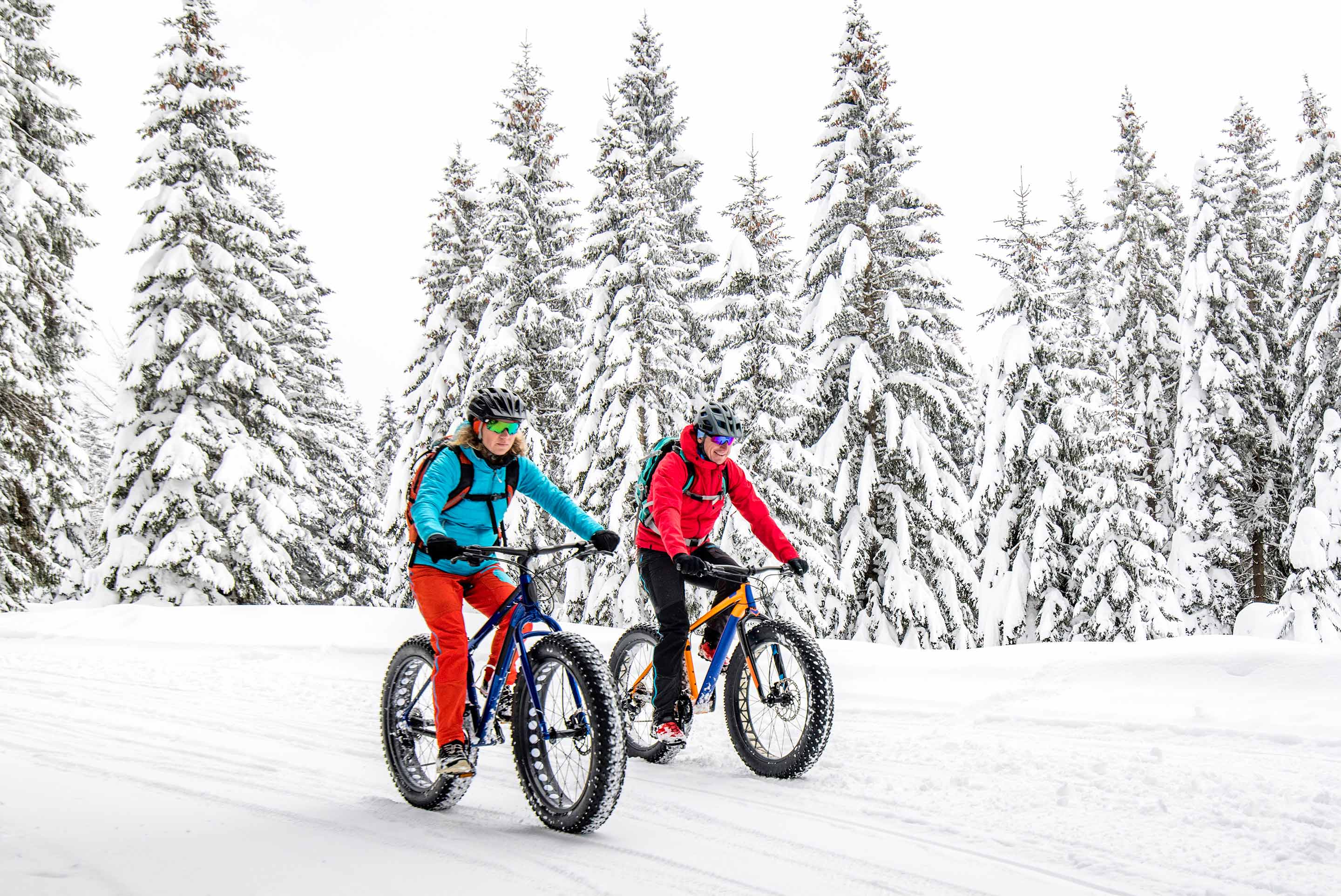 deux vélos sur neige