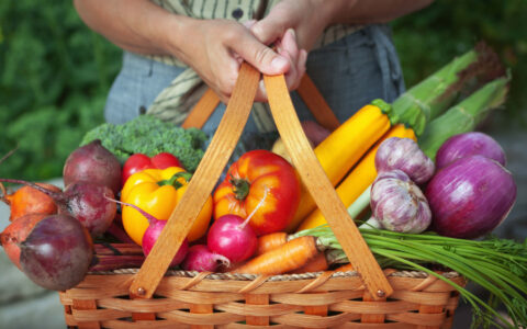 panier de légumes colorés