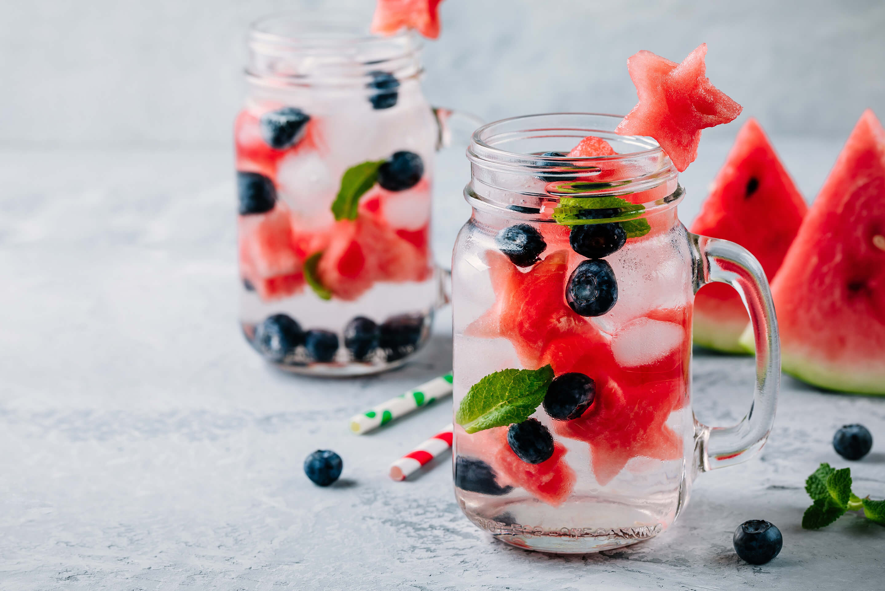 eaux fruitées dans pots