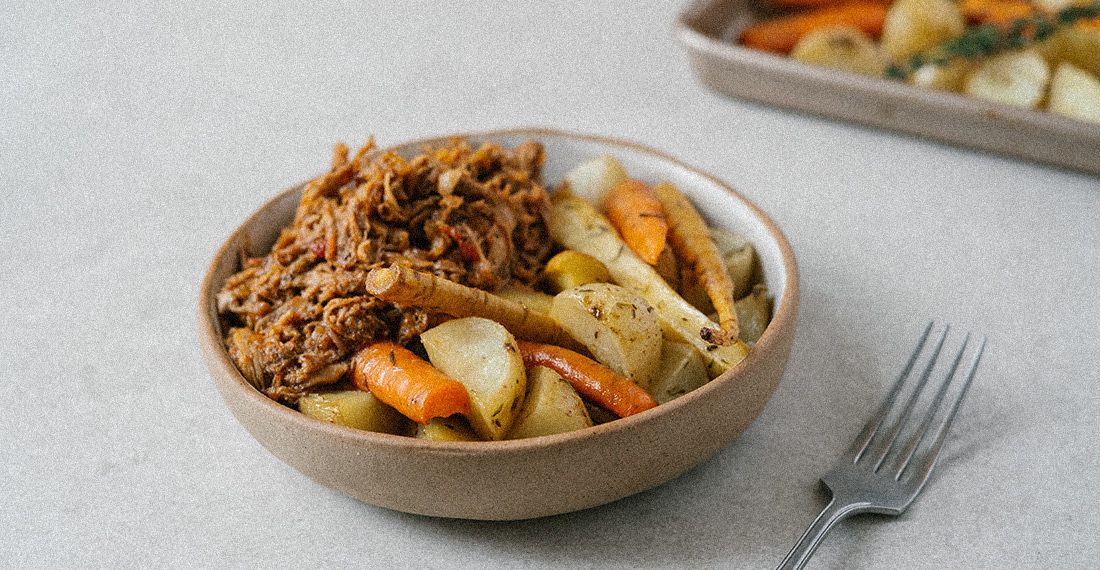 bol de porc effiloché et légumes